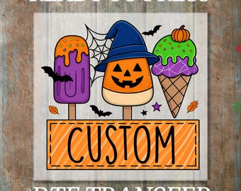 Custom Kids Halloween DTF Transfer, Personalized Name Design, Ready to Press Heat Transfer