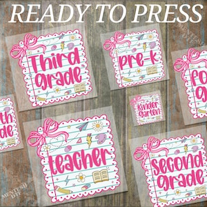 Preppy Back to School Ready To Press DTF, Teacher Coquette DTF Transfer, Pre-k 1st/2nd/3rd Grade DTF, First Day of School Dtf, Pink Bow Dtf