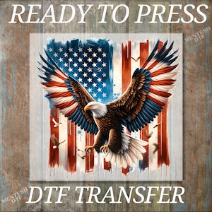 American Flag Eagle Head Ready To Press, Patriotic DTF Transfer For Men, Freedom Eagle Shirt, Iron On Transfer For 4th July, Heat Press