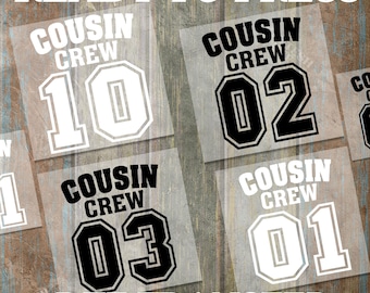 Cousin Crew Custom Number DTF, Family Reunion Iron On Transfer, Retro Matching Cousins Iron On Transfer, Cousin Trip Matching Iron On Decals