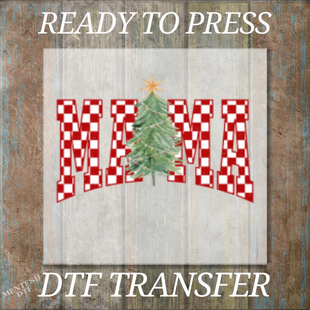 Retro Checkered Christmas Mama DTF Transfer, Ready to Press Christmas ...