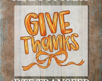 Give Thanks Bow DTF Transfer - Ready to Press Fall Print - Autumn Heat Transfer