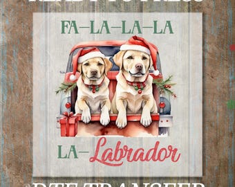 Christmas DTF Transfer, Labrador Dog Ready to Press, Hot Peel Heat Press Design