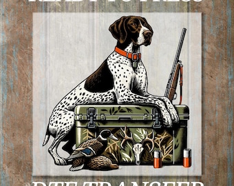 Hunting Dog DTF Transfer, Camouflage Duck Hunter Ready to Press Design
