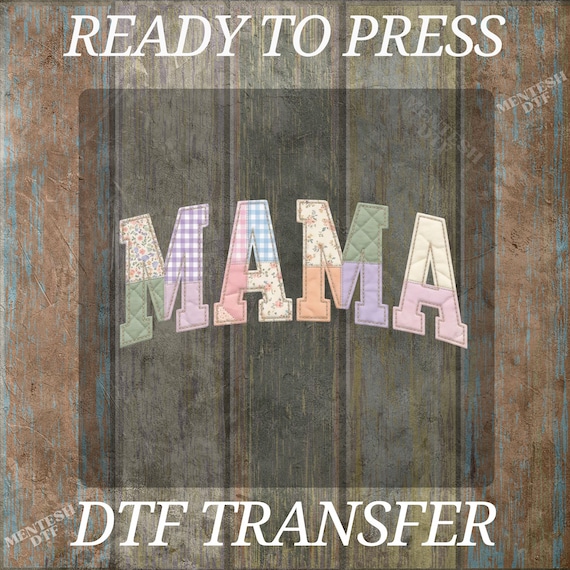 Mama Floral Quilt DTF Transfer, Patchwork Letters Hot Peel, Ready to Press Iron on, Cute Sewing Design