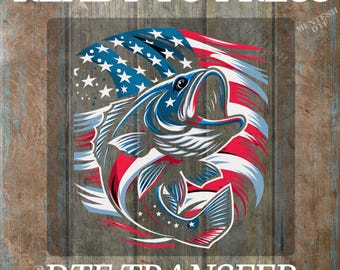 4th Of July DTF Transfer Iron On Heat Transfer- Patriotic Fishing-Themed DTF Transfer- Ready to Press for DIY Independence Day Shirts