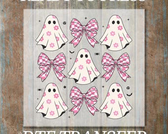 Halloween Ghost and Pumpkin DTF Transfer, Ready to Press for Spooky Season Shirts