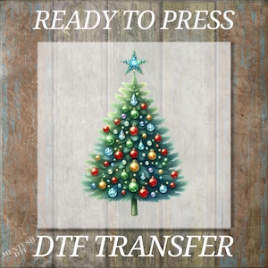Christmas Tree DTF Transfer, Ready to Press Crystal Mosaic Rhinestone Iron On