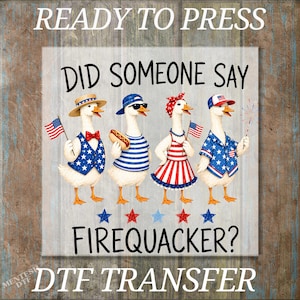 DTF Transfer Firequacker Goose PNG, Funny 4th Of July Goose Design, Patriotic American Flag PNG, Red White Blue USA Sublimation