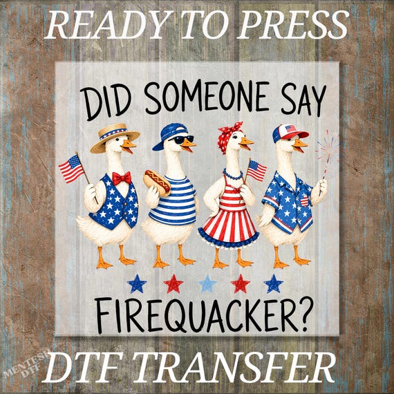 DTF Transfer Firequacker Goose PNG, Funny 4th Of July Goose Design, Patriotic American Flag PNg, Red White Blue USA Sublimation