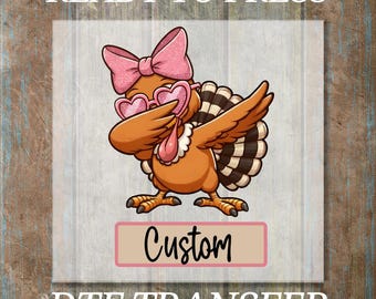 Custom Kids Turkey DTF Transfer, Ready to Press Thanksgiving Iron-On Design