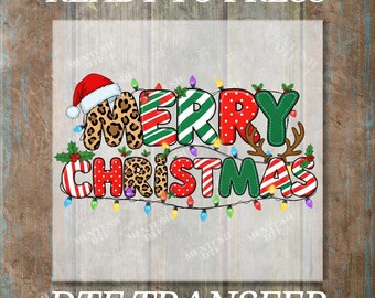 Leopard Merry Christmas DTF Transfer: Trendy Holiday Apparel