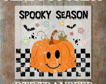 Retro Pumpkin Halloween DTF Transfer, Spooky Ghost Ready To Press, Fall Pumpkin Boo Heat Press Design, Vintage Halloween Print