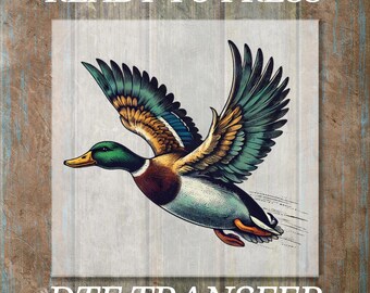 Mallard Duck Hunting DTF Transfer, Ready to Press Camouflage Flying Ducks Iron On