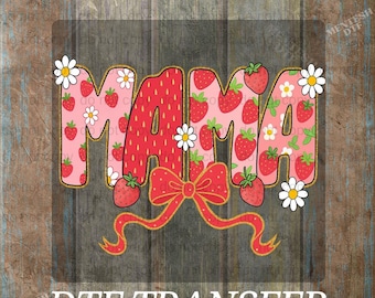Strawberry Coquette Mama DTF Transfer, Ready to Press Spring Mom Design