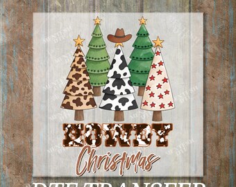 Howdy Christmas Tree DTF Transfer, Ready to Press Retro Vintage Design