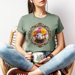 Ferret and Flowers T-Shirt – Cute Animal Lover Shirt – Ferret Design in Ornate Frame – Unisex Pet Lover Tee - Ferret Mom Shirt