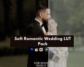 Soft Romantic Wedding LUTs for Sony S-Log3, Cinematic Soft Skin Color Grading Pack (100+)