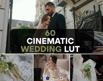 Wedding LUTs Cinematic Pack | Romantic Film Look Color Grading Presets for Premiere Pro, Final Cut, DaVinci Resolve | 60 LUT Bundle