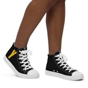 Black High Top Canvas Sneakers with Yellow Y Logo – Streetwear Shoes for Women & Men | Trendy Urban Style | Yodaq® Footwear