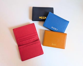 Custom Leather Card Holder, Personalized Bifold Wallet, Monogrammed Gift
