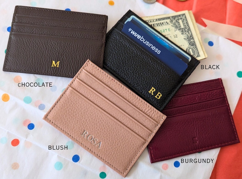 Black, Chocolate, or Burgandy card holder.