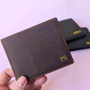 Billetera de cuero para hombre, billetera RFID, cuero genuino, propuesta de padrino, billetera personalizada, regalo de aniversario, billetera plegable, padrino o papá