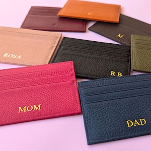 Credit Card Holder Leather, Monogram Leather Credit Card Wallet, Personalized Card Holder, Wedding Gift, Custom Initials, Corporate Gifts