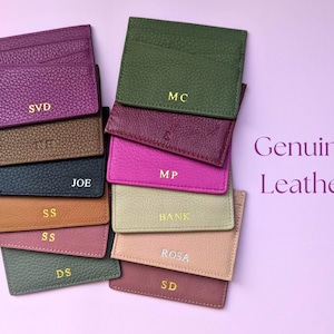Porte-cartes en cuir véritable, cadeaux de Noël en vrac, portefeuilles personnalisés en vrac, porte-cartes monogramme, enseignant, employé, client, cadeau de collègues