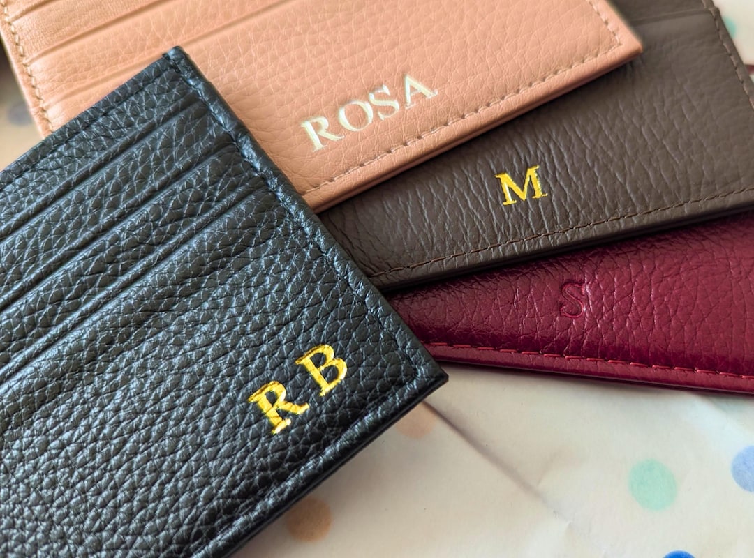 Monogram Leather Card Holder Personalized Wallet Slim Design Etsy monogram-leather-card-holder-personalized-wallet-slim-design-etsy