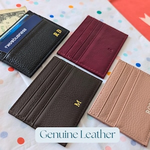 Genuine leather card holders - blush, chocolate, burgundy and black.