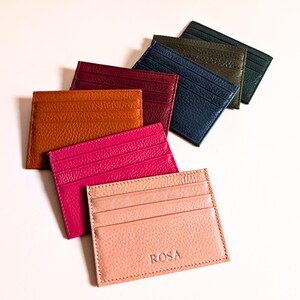 Credit Card Holder Leather, Monogram Leather Credit Card Wallet, Personalized Card Holder, Wedding Gift, Custom Initials, Corporate Gifts