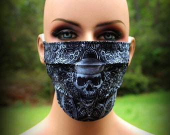 Fabric Face Mask, Filigree Skull, Skull Mask, Single Skull Mask, Halloween Mask, Mouth Nose Mask, Facial Mask, Reusable Mask, Dust Mask