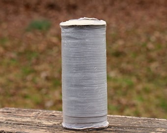 Braided Elastic, 175 Yards, 1/8 inch Wide, White Elastic, White Braided Elastic, Full Roll Elastic, Facemask Elastic, White Eighth