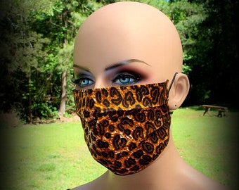 Fabric Face Mask, Dark Leopard Print, Leopard Mask, African Print, Face Mask, Dusting Mask, Mouth Nose Mask, Facial Mask, Reusable Mask