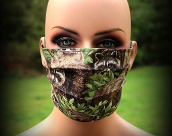 Fabric Face Mask, Raccoon Mask, Mask, Face Mask, Dusting Mask, Mouth Nose Mask, Facial Mask, Reusable Mask, Dust Mask, Cloth Face Mask