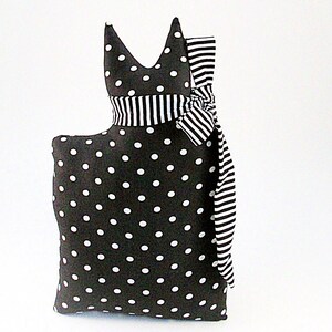 Cat Silhouette, Cat Sitter, Cat Pillow, Black and White, Polka Dots, Black Cat Pillow, Shabby Cat, Cat Doll, Cat Shelf Sitter, Pillow Cat