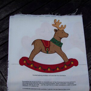 Rocking Reindeer, Christmas Reindeer, Christmas Fabric, Reindeer Soft Sculpture, VIP Cranston Print, Cotton Fabric, Reindeer Panel, Vintage