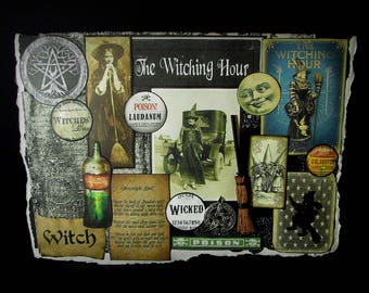 Wicca Greeting Card, Witch Greeting Card, Halloween Card, 137, Witch Halloween Card, Halloween Witch Card, Witch Halloween, Collage Card