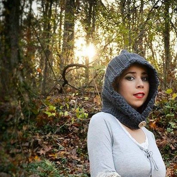 Dark Gray Hood, Gray Hood Hat, Womens Hat, Gray Hoodie, Grey Crochet Hat, Hat Hood, Gray Cowl, Chunky Hat, Grey Wrap, Crochet Hat, Knit Hat