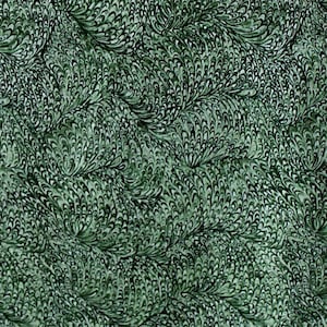 Green Cotton Fabric, Semi Swirls, Green Petals Fabric, 18 in x 42, Swirling Green Fabric, Swirls Fabric, Green and Lt Green, Wavy Motion