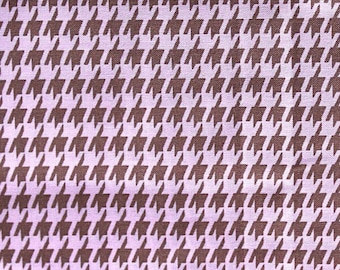 Houndstooth Fabric, Pink Brown Fabric, 17 in x 44 Wide, Cotton Fabric, Hounds Tooth Fabric, Retro Fabric, Brown Pink Fabric, Home Decor