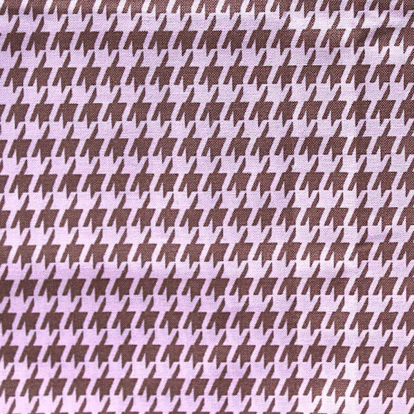 Houndstooth Fabric, Pink Brown Fabric, 17 in x 44 Wide, Cotton Fabric, Hounds Tooth Fabric, Retro Fabric, Brown Pink Fabric, Home Decor