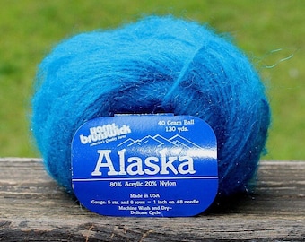 Blue Yarn, Lot of 9 Balls, Alaska Yarn, Yarns Brunswick, Lt Sparkle Blue, 130 Yards Each, 40 gram Ball Each, Acrylic and Nylon