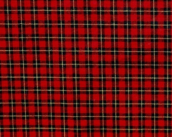 Red Plaid Fabric, Small Plaid Red, 32 in x 44 in, Under A Yard, Home Decor Fabric, Cotton Fabric, Black Red Fabric, Black Red Plaid