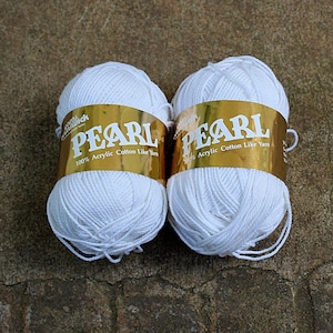 White Yarn, 2 Skeins Yarn, Pearl, Cotton Like Yarn, Yarns Brunswick, White Color Yarn, White Knitting Yarn, Acrylic Yarn, 50gm Skein Yarn