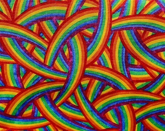 Rainbow Fabric, 18 In x 44 In, Rainbow Arch, LGBTQ+ Fabric, Cotton Fabric, Rainbow Colors, Colorful Rainbows, Challis Roos EFR, Home Decor