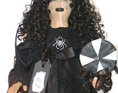 Gothic Doll, Shirley Temple Doll, Creepy Doll, Scary Gothic, Goth Doll, Black Dress Doll, Doll Lollypop, Black and White, Spider Web, Mary