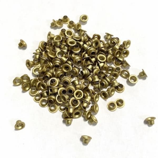 Gold Eyelets, 1/8 inch, Gold Grommets, Scrapbooking, 200 Eyelets, Round Metal, Eyelets, Gold Round, Scrap Booking, 1/8 Gold Eyelet, Gold Eye