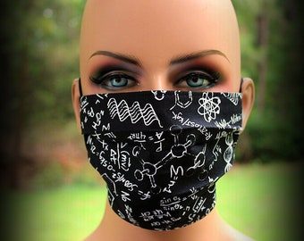Cloth Face Mask, Chem Chalkboard, Science Mask, Math Science Mask, Fabric Face Mask, Chemistry Mask, Physics Mask, Reusable Mask, S T E M